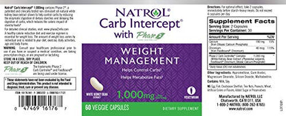 Natrol Carb Intercept with Phase 2 Carb Controller Capsules, White Kidney (Pack of 12)