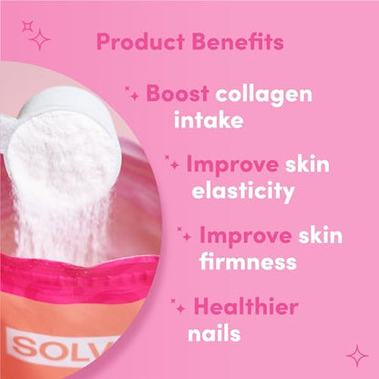 SOLV Premium 5000mg Pure (Type 1) Marine Collagen Peptides 50mg Hyaluronic Acid, Vit C, Biotin, Vitamin A