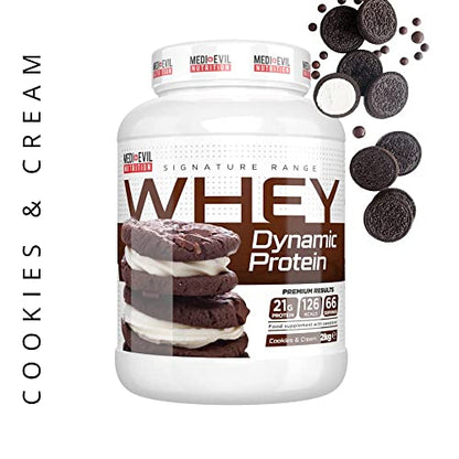 Medi-Evil Nutrition Whey Dynamic Protein, Cookies and Cream Flavour, 2kg, 66 Servings