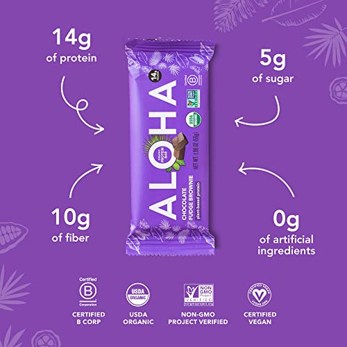 ALOHA Organic Plant-Based Protein Bars | Chocolate Fudge Brownie | Vegan, Gluten-Free