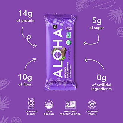 ALOHA Organic Plant-Based Protein Bars | Chocolate Fudge Brownie | Vegan, Gluten-Free