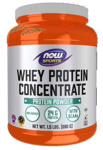 NOW Sports Nutrition, Whey Protein Concentrate, 24 g With BCAAs, Unflavored Powder