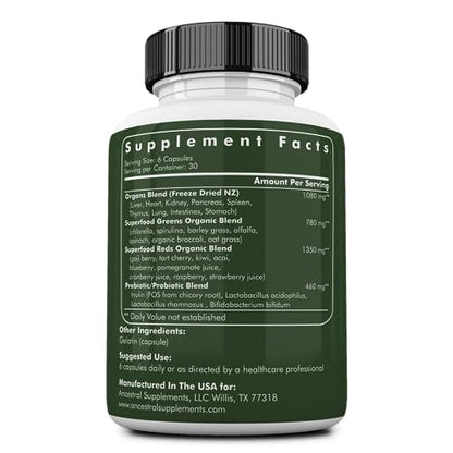 Ancestral Supplements Greens Powder Capsules, Organic Superfood