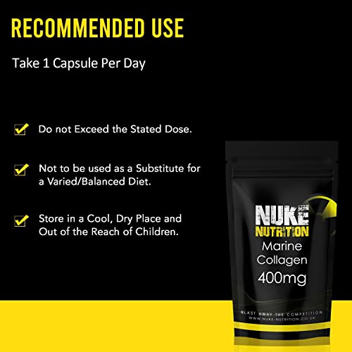 Nuke Nutrition Marine Collagen Capsules - 400mg - 60 Capsules - High Strength Collagen