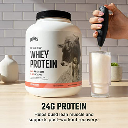 Levels Grass Fed 100% Whey Protein, No Hormones, Strawberry, 5LB