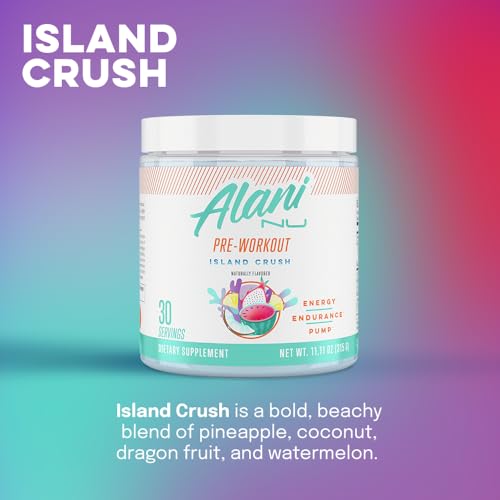 Alani Nu Island Crush Pre Workout and BCAA Hawaiian Shaved Ice Post Workout Powder Bundle | L-Theanine, Beta-Alanine, Citrulline | Branch Chain Essential Amino Acids | 30 Servings per Container