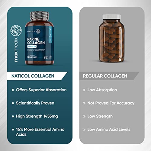 Marine Collagen Capsules 1455mg - Naticol Type 1 Collagen Supplements for Women & Men