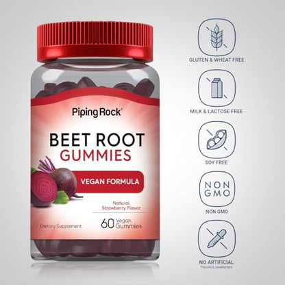 Beet Root Gummies | 60 Count | with Nitrates and Black Pepper Extract | Nitric Oxide