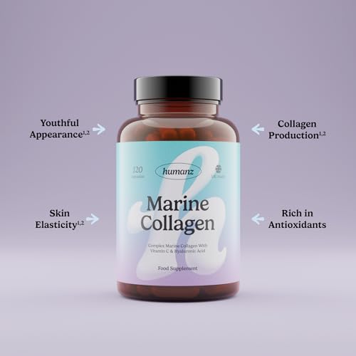 Humanz Collagen Capsules - Marine Collagen with Vitamin C - Collagen Supplements for Women & Men