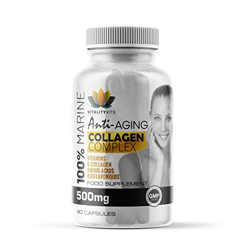 Marine Collagen Complex - High Strength Capsules for Hair, Skin, Nails & Joint Support - Vitamins B2 C & E