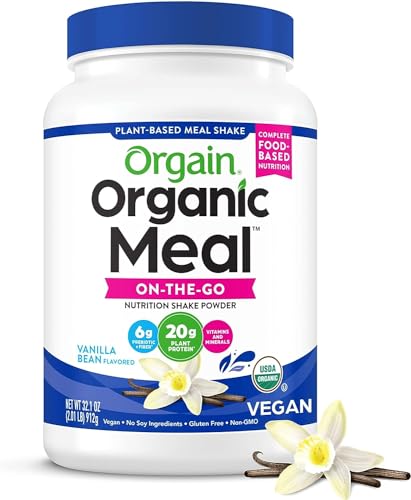 Orgain Organic Vegan Meal Replacement Protein Powder, Vanilla Bean - 20g Plant Based