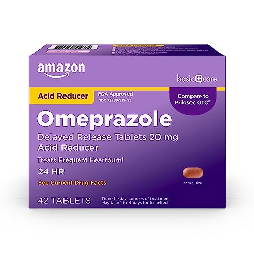 Amazon Basic Care Omeprazole Delayed Release Tablets 20 mg, Treats Frequent 