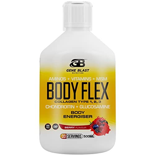 Gene Blast Body Flex, Liquid Joint Supplement w/Hydrolysed Collagen Type1 2 3 Plus Glucosamine 