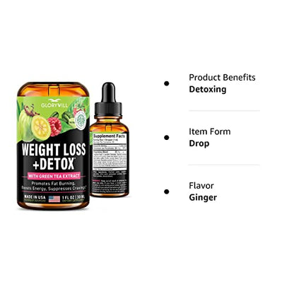 Weight Loss Drops Natural Detox Made in USA - Diet Drops for Fat Loss - Effective Appetite