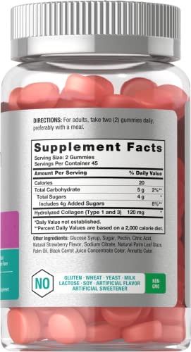 Hydrolyzed Collagen Gummies | 90 Count | Strawberry Flavored Gummy Supplement