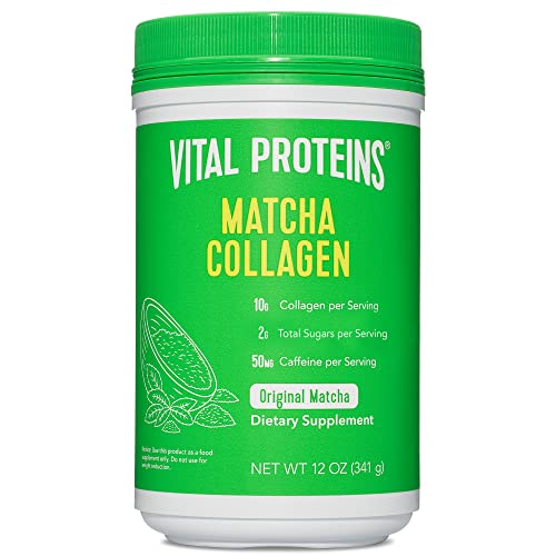 Vital Proteins Matcha Collagen Peptides Powder Supplement, L-theanine & Caffeine, Matcha Green Tea