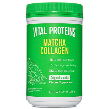 Vital Proteins Matcha Collagen Peptides Powder Supplement, L-theanine & Caffeine, Matcha Green Tea