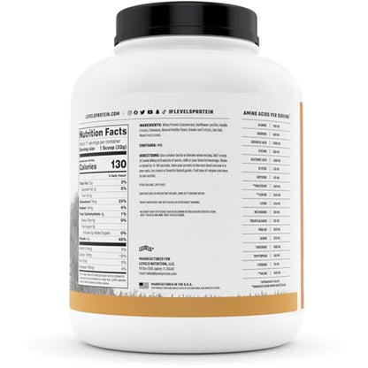 Levels Grass Fed 100% Whey Protein, No Hormones, Vanilla Cinnamon, 5LB