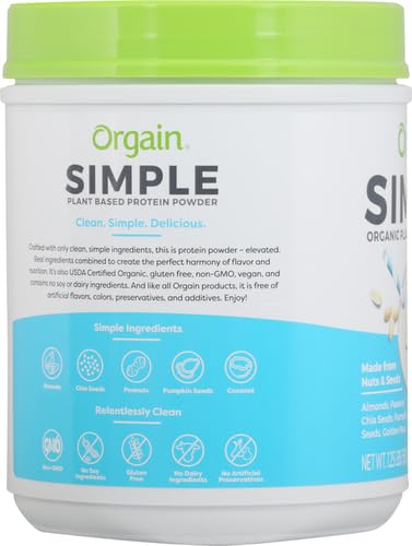 Orgain Organic Simple Vegan Protein Powder, Vanilla - 20g Plant Based Protein