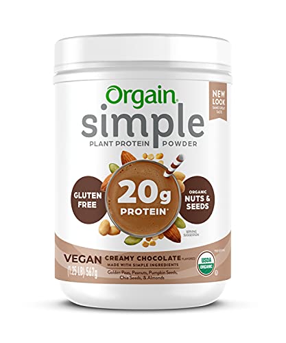 Orgain Organic Simple Vegan Protein Powder, Chocolate - 20g Plant Based Protein