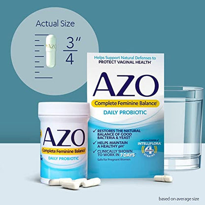 AZO Complete Feminine Balance Daily Probiotics for Women, Clinically Proven to Help Protect Vaginal Health