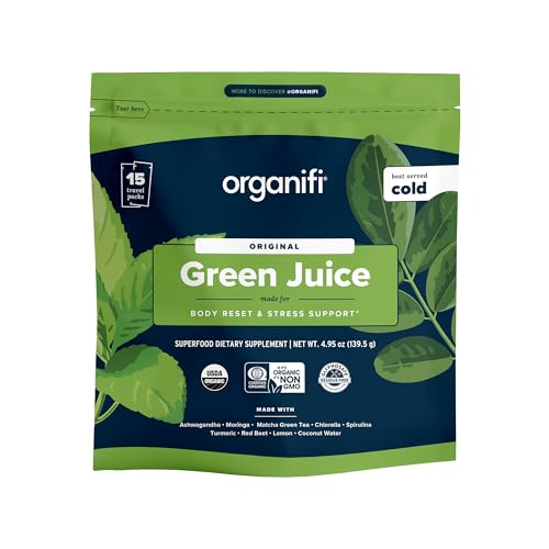 Organifi: GO Packs - Green Juice - Organic Superfood Supplement Powder - 15 Servings 