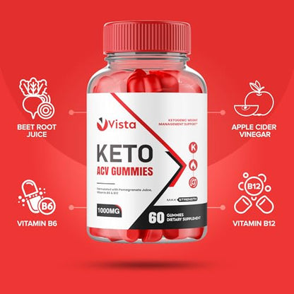 (2 Pack) Vista Keto Acv Gummies - Official Formula, Vegan - Vista Keto + Acv Gummies