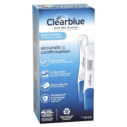 Clearblue Pregnancy Test Combo Pack, 10ct - Digital with Smart Countdown & Rapid