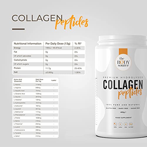 The Body Source Premium Hydrolysed Collagen Powder – 400g Unflavoured Bovine Collagen