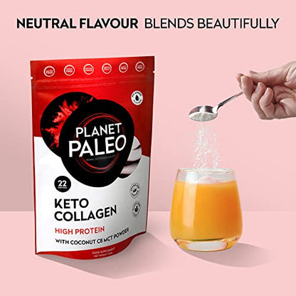 Planet Paleo Keto Collagen Powder (220g, 22 Servings) - Grass-Fed, High Protein