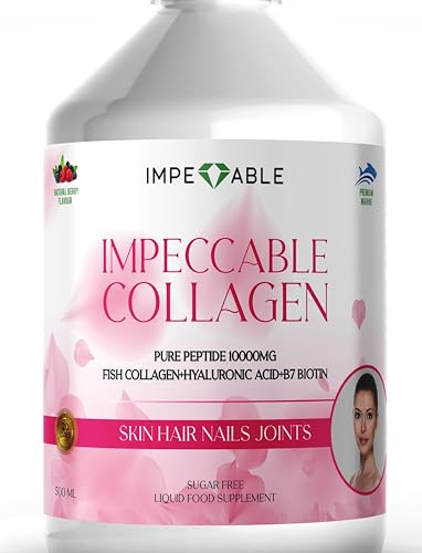 IMPECCABLE Collagen 10.000mg hydrolyzed Sugar Free Liquid Marine Collagen | Supplements for Women and Men