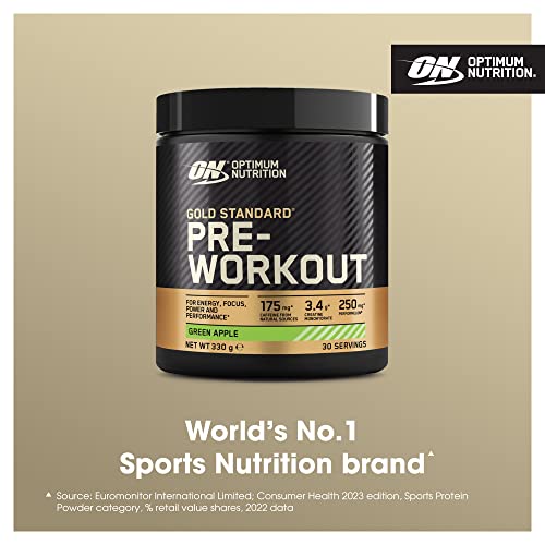 Optimum Nutrition Gold Standard Pre Workout Green Apple Flavoured Powder, 330g