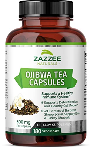 Zazzee Extra Strength Ojibwa Tea 500 mg, 180 Vegan Capsules, Rene Caisse's Original