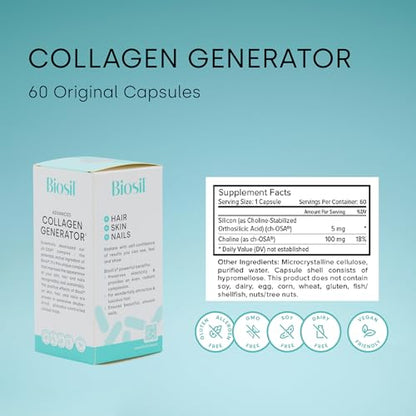 Biosil Collagen Generator - 60 Capsules - with Patented ch-OSA Complex - Generates & Protects Your Own Collagen