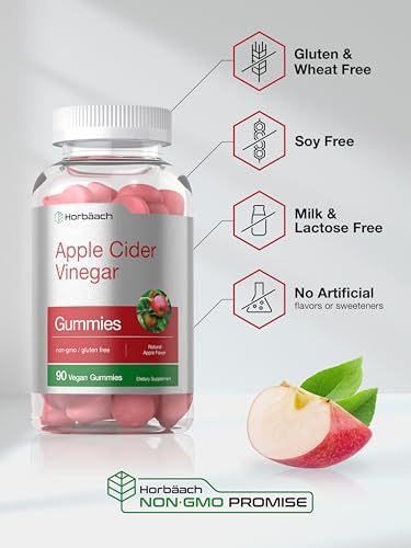 Horbaach Vegan Apple Cider Vinegar Gummies | 90 Count | ACV Supplement | Natural