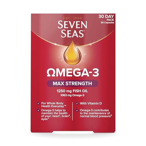 Seven Seas Omega-3 Fish Oil, Max Strength, Omega 3 + Vitamin D For Whole Body Health