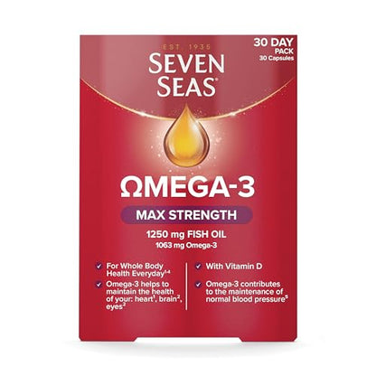 Seven Seas Omega-3 Fish Oil, Max Strength, Omega 3 + Vitamin D For Whole Body Health