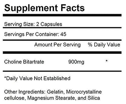 KRK SUPPLEMENTS Bundle Combo for 3 Total Bottles of Choline Bitartrate 900mg Per Serving