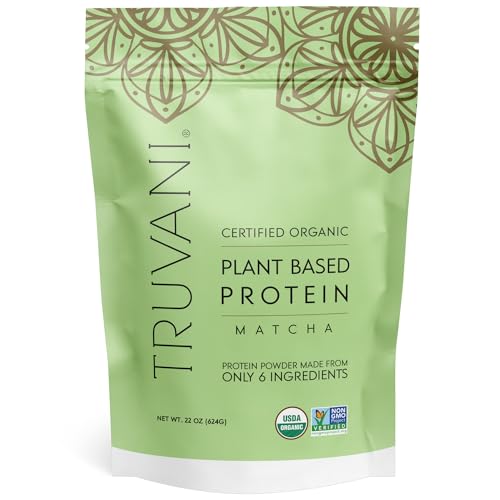 Truvani Organic Vegan Protein Powder Matcha - 20g of Plant Based, Organic Protein 