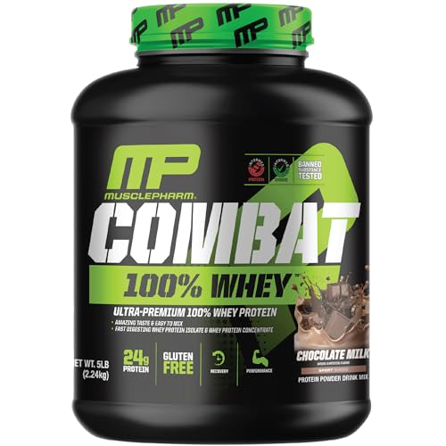 MusclePharm Combat 100% Whey, Chocolate Milk - 5 lb Protein Powder - Gluten Free 