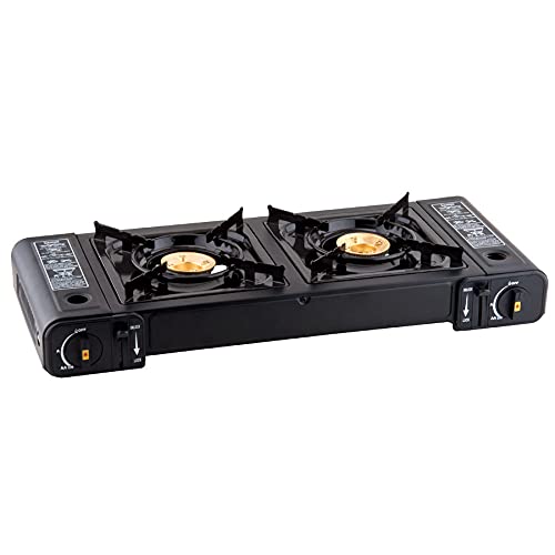 2-Burner High Performance Butane Countertop Range / Portable Stove with Brass 