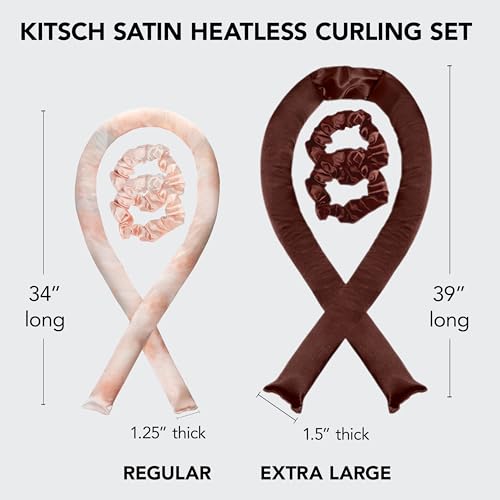 Kitsch Satin Heatless Curling Set XL - Overnight Hair Curlers to Sleep in, Heatless Curls