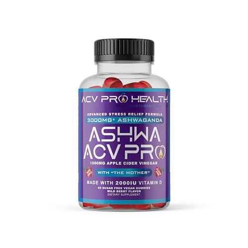 Ashwa ACV Pro Health - Sugar Free Apple Cider Vinegar Gummies, Ashwagandha Gummies