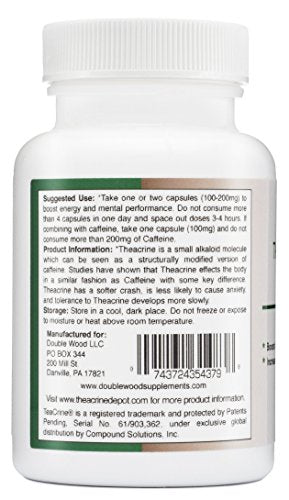 Theacrine (Teacrine) 100 Mg, 60 Capsules - Energy and Focus Supplement (Similar to Caffe