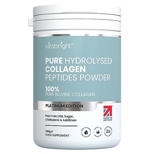 Bovine Collagen Peptides Powder 500g - 50 Servings - 100% Pure, Hydrolysed, Type 1 & 3-19 Amino Acids