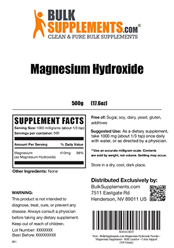 BulkSupplements.com Magnesium Hydroxide Powder - Magnesium Supplement