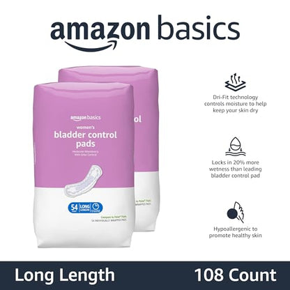 Amazon Basics Incontinence, Bladder Control Pads for Women, Moderate