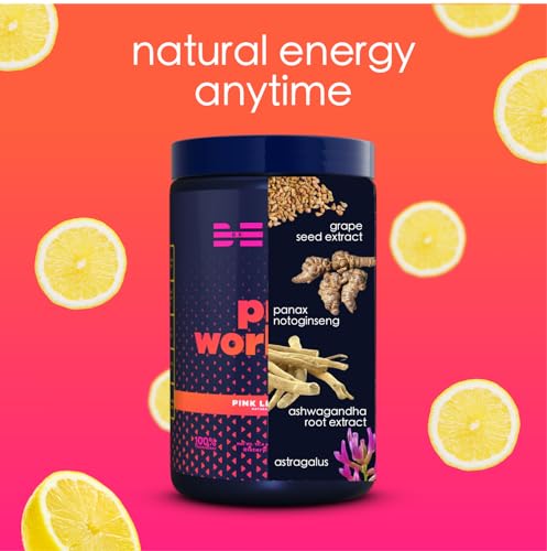 BEAM Be Amazing Vegan Pre-Workout Powder | Energy Booster Powdered Drink with All-Natural Caffeine, No Crash, No Jitters | Supplement with Adaptogens for Men and Women | Pink Lemonade, 40 Scoops