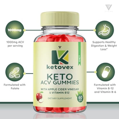 (2 Pack) Ketovex Keto Gummies for Weight Loss, Ketovex Keto ACV Gummies Advanced