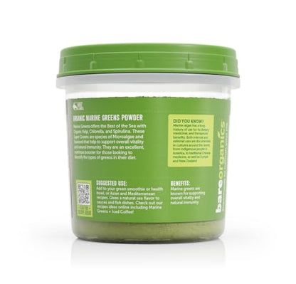 BareOrganics Marine Super Greens Powder | USDA Organic, Gluten-Free, Vegan, Non-GMO